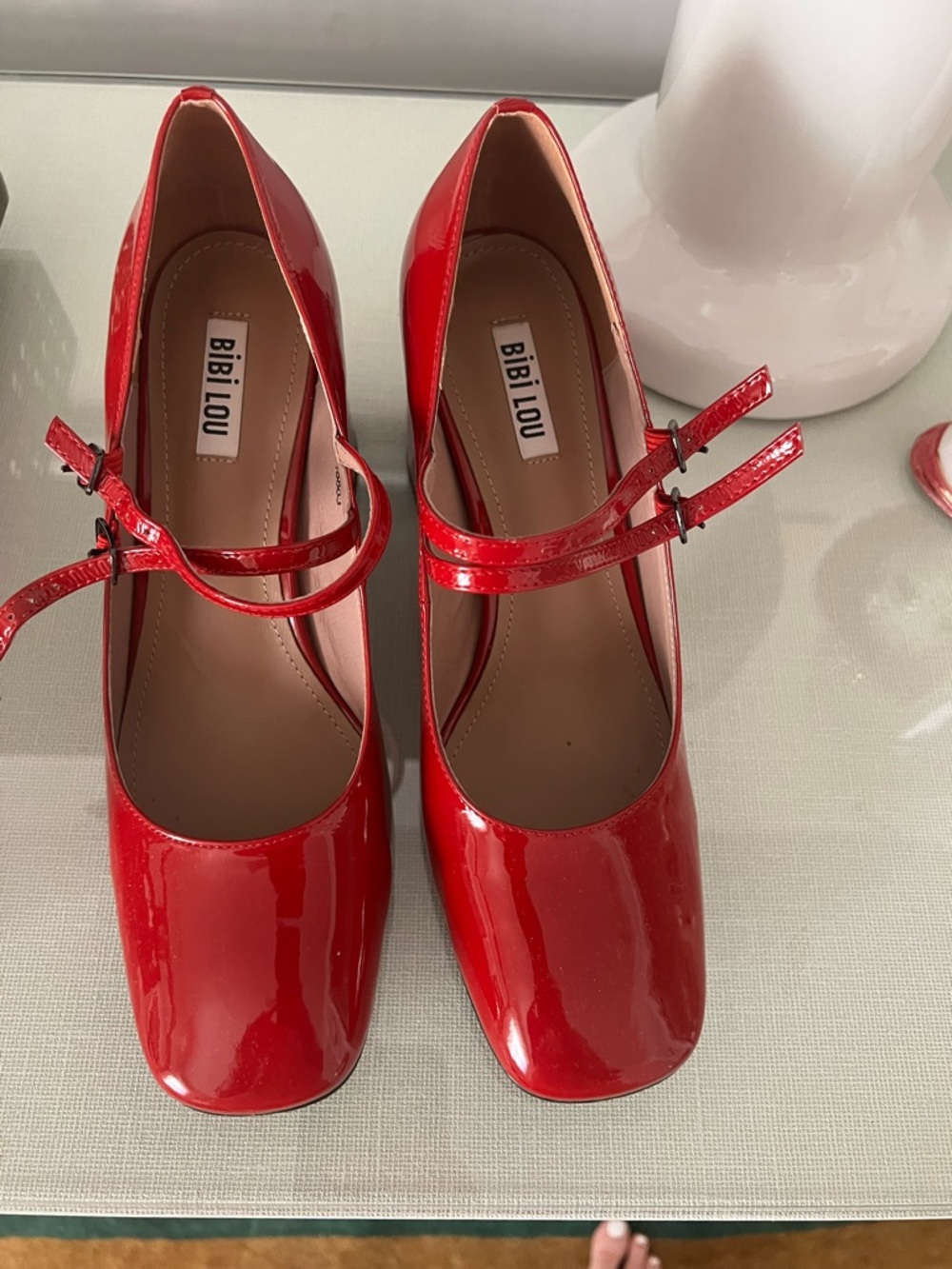 Bibi Lou Red Patent Mary Jane Heels